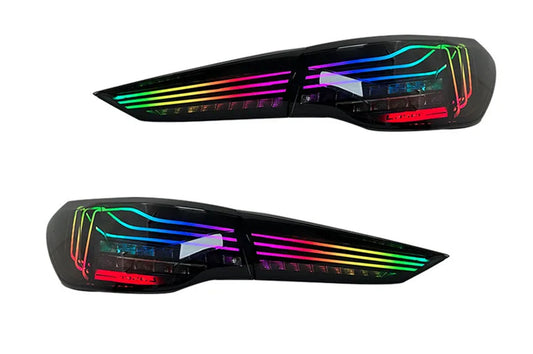 BayOptiks - BMW G22 4 Series & M4 Tail Lights - CSL RGB Colour Chasing Laser Style (Smoked)