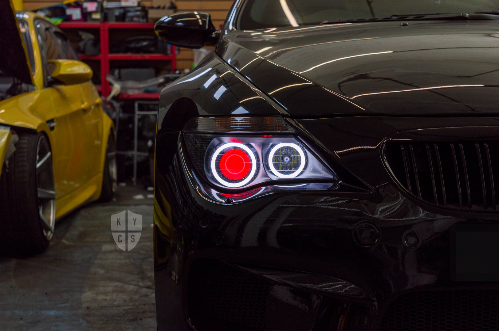 Headlight options on the above vehicle: KYCS (white) angel eyes | Classic blackout | Red demon eye