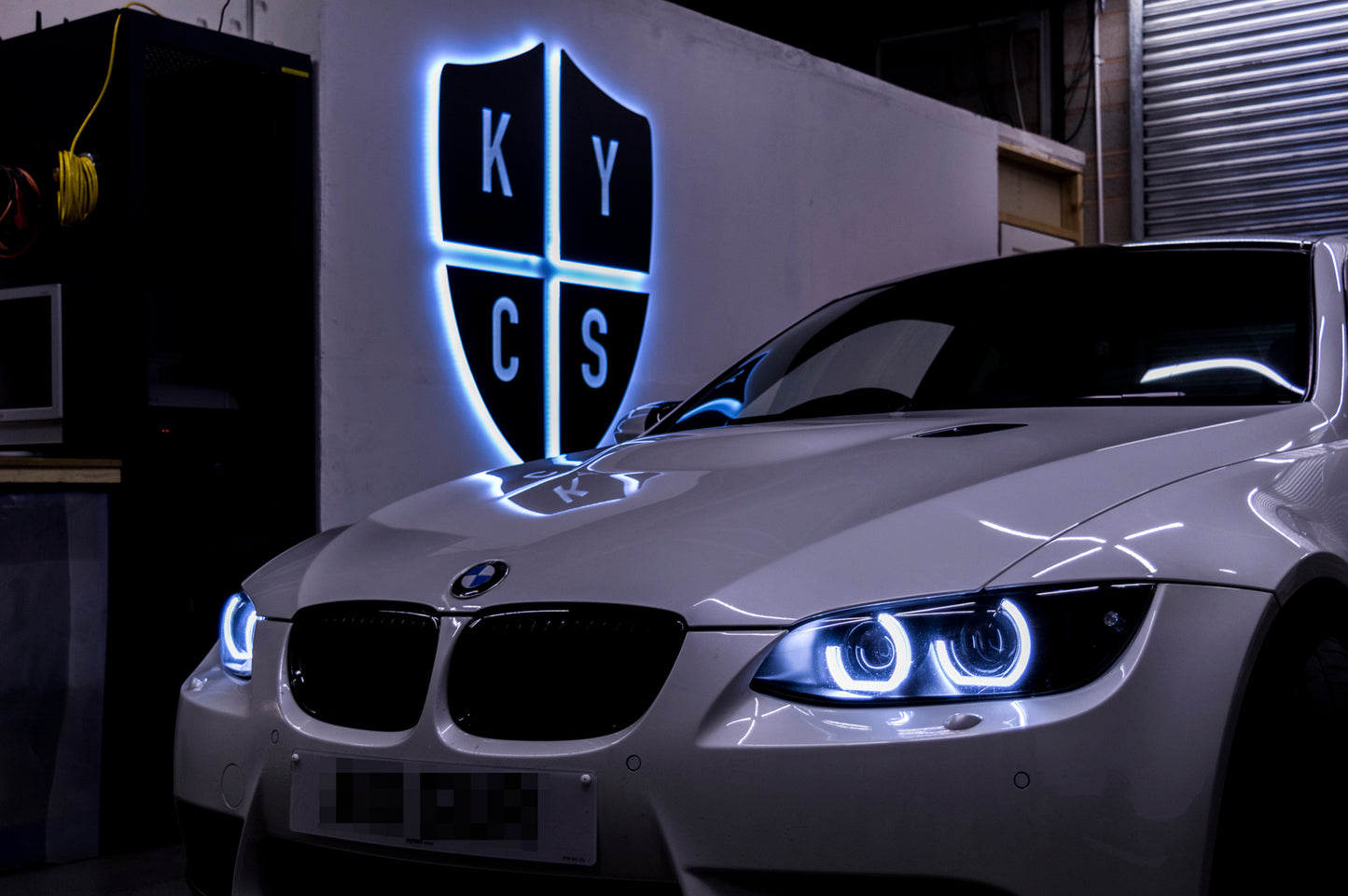 KYCS Gxx Angel Eyes (White) • Classic Blackout • LED Indicators • Indicator Lenses Removed