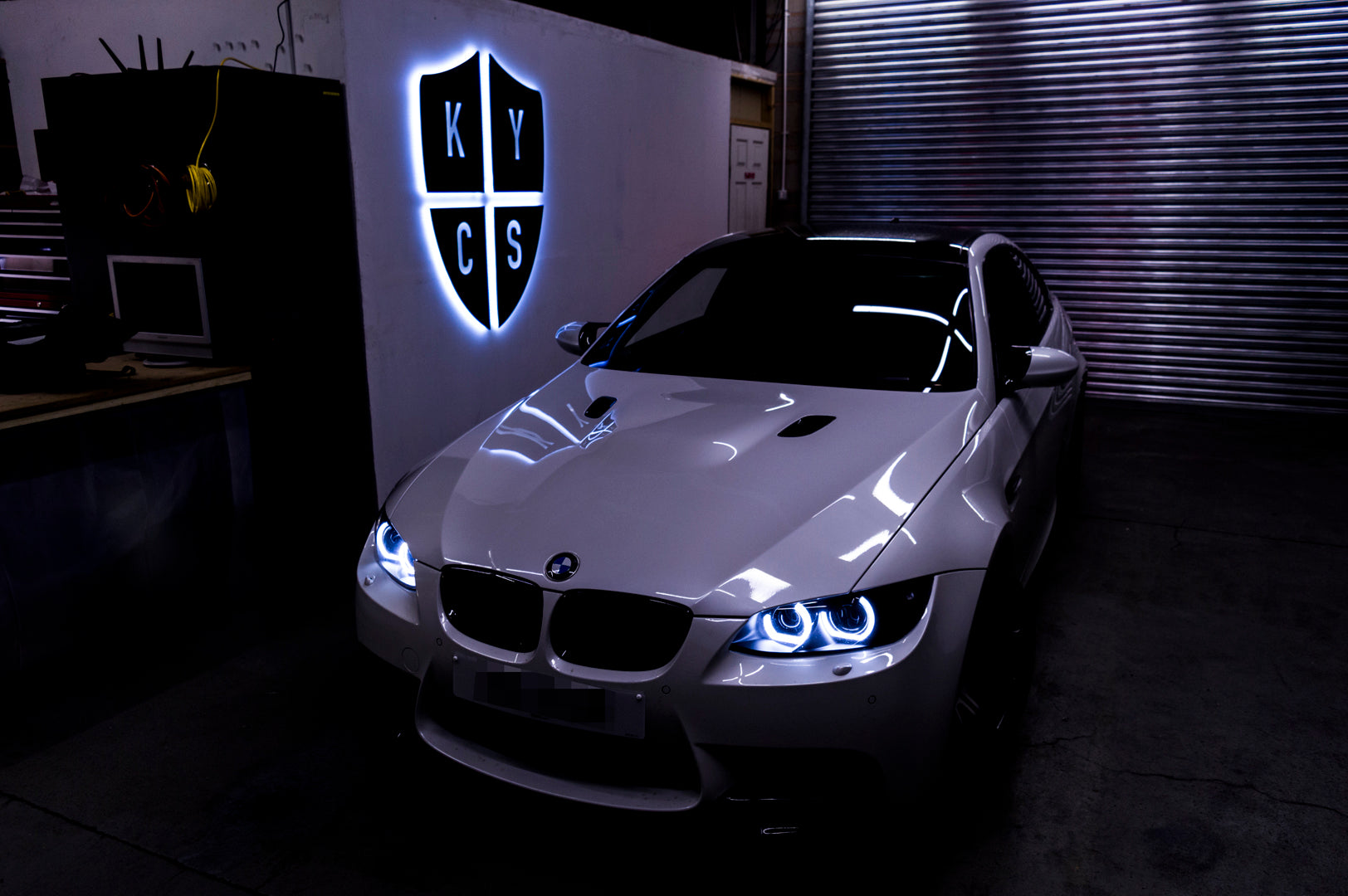 KYCS Gxx Angel Eyes (White) • Classic Blackout • LED Indicators • Indicator Lenses Removed